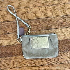 Coach Beige Wristlet with Gold Accents